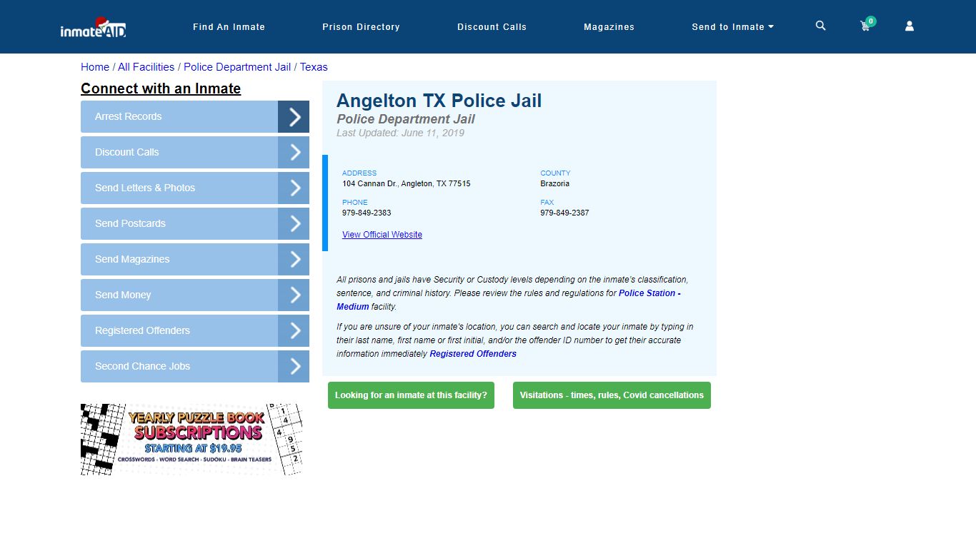 Angelton TX Police Jail & Inmate Search - Angleton, TX